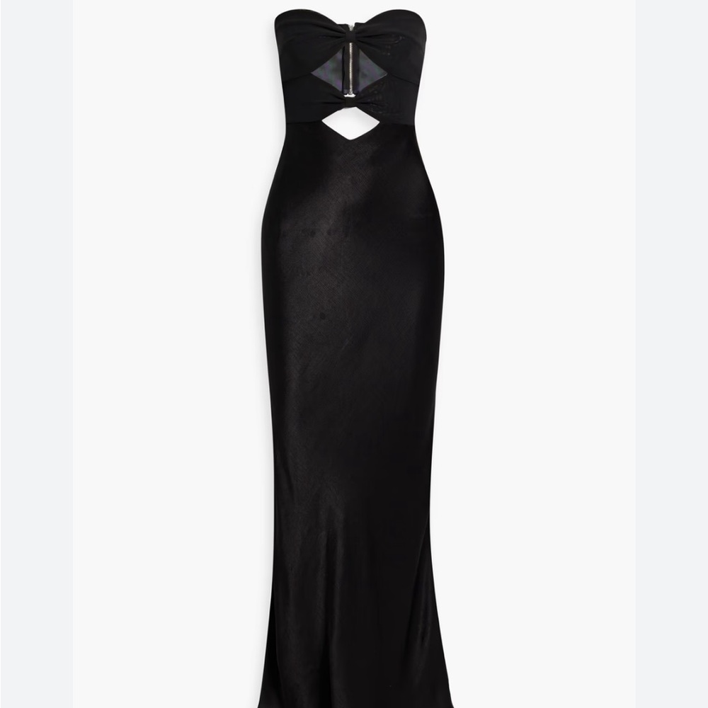 Bec & Bridge Black Strapless Cutout Satin Gown - Picture 3 of 6